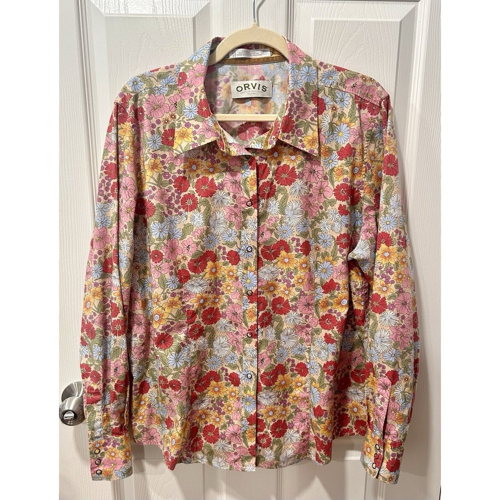 Orvis Sporting Traditions Cotton Snap-Front Shirt Womens Plus Sz 20 Floral Print